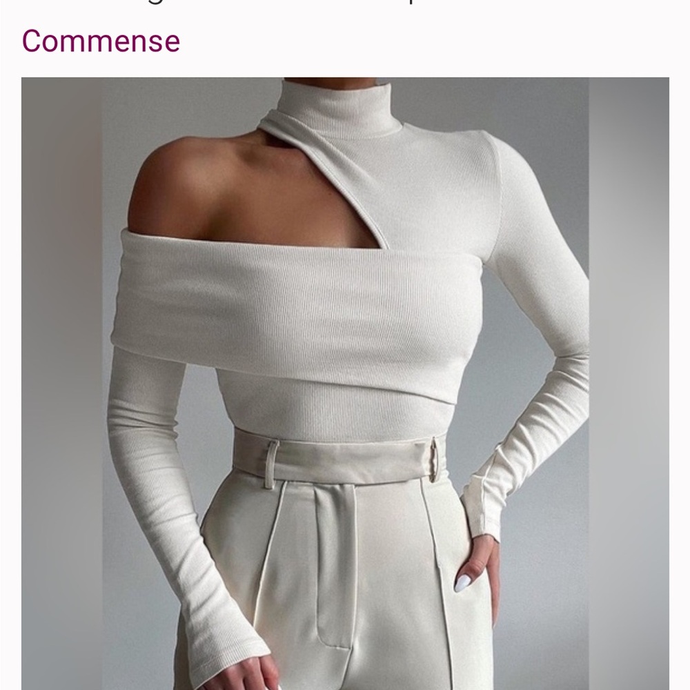 COMMENSE Off-Shoulder White Top